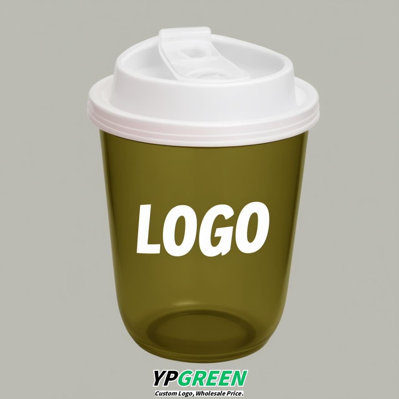 Olive U Shape Cups with Lid - Custom Logo PP & PET Plastic Disposable
