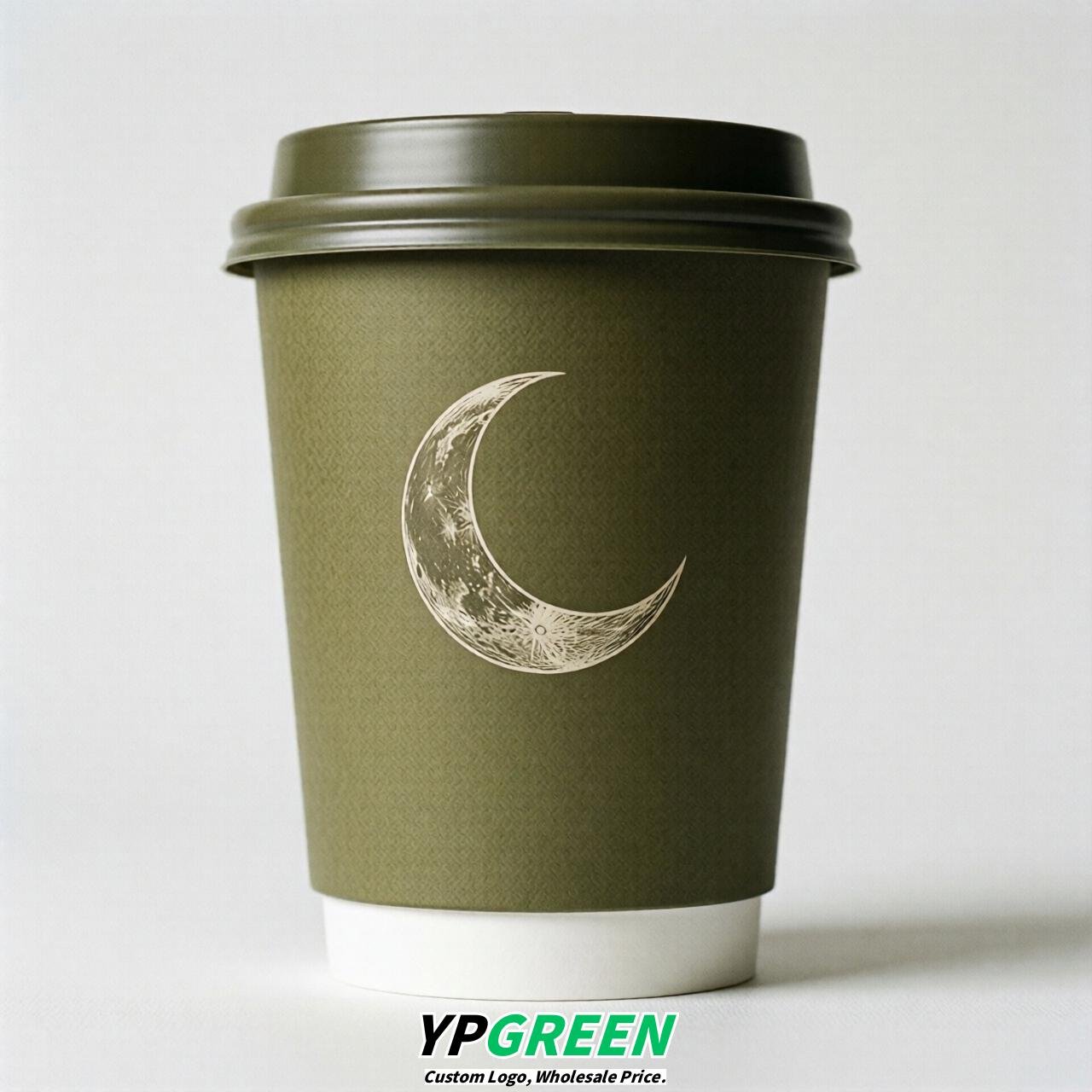 Olive Moon Paper Cups with Lids 8-24oz