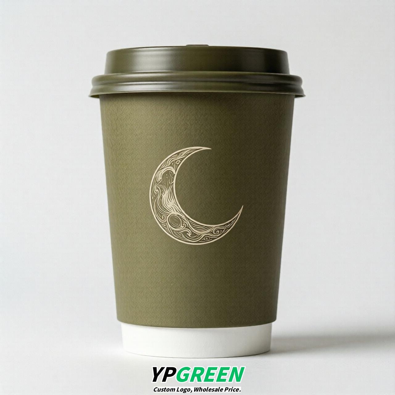 Olive Moon Paper Cups with Lids 8-24oz