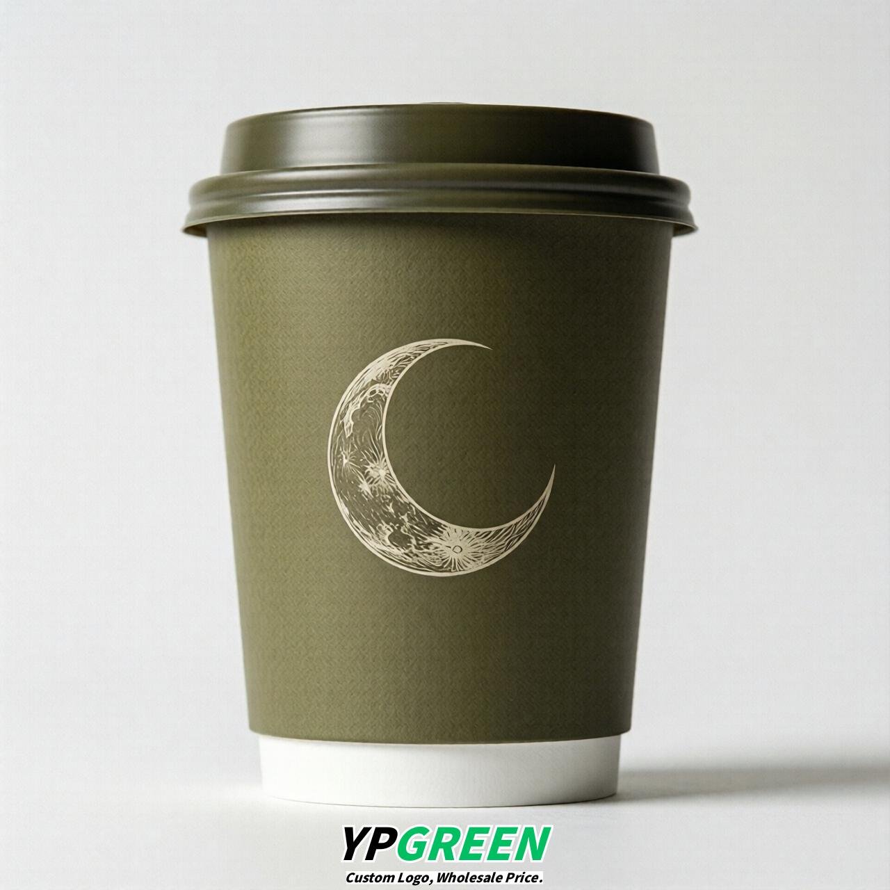 Olive Moon Paper Cups with Lids 8-24oz