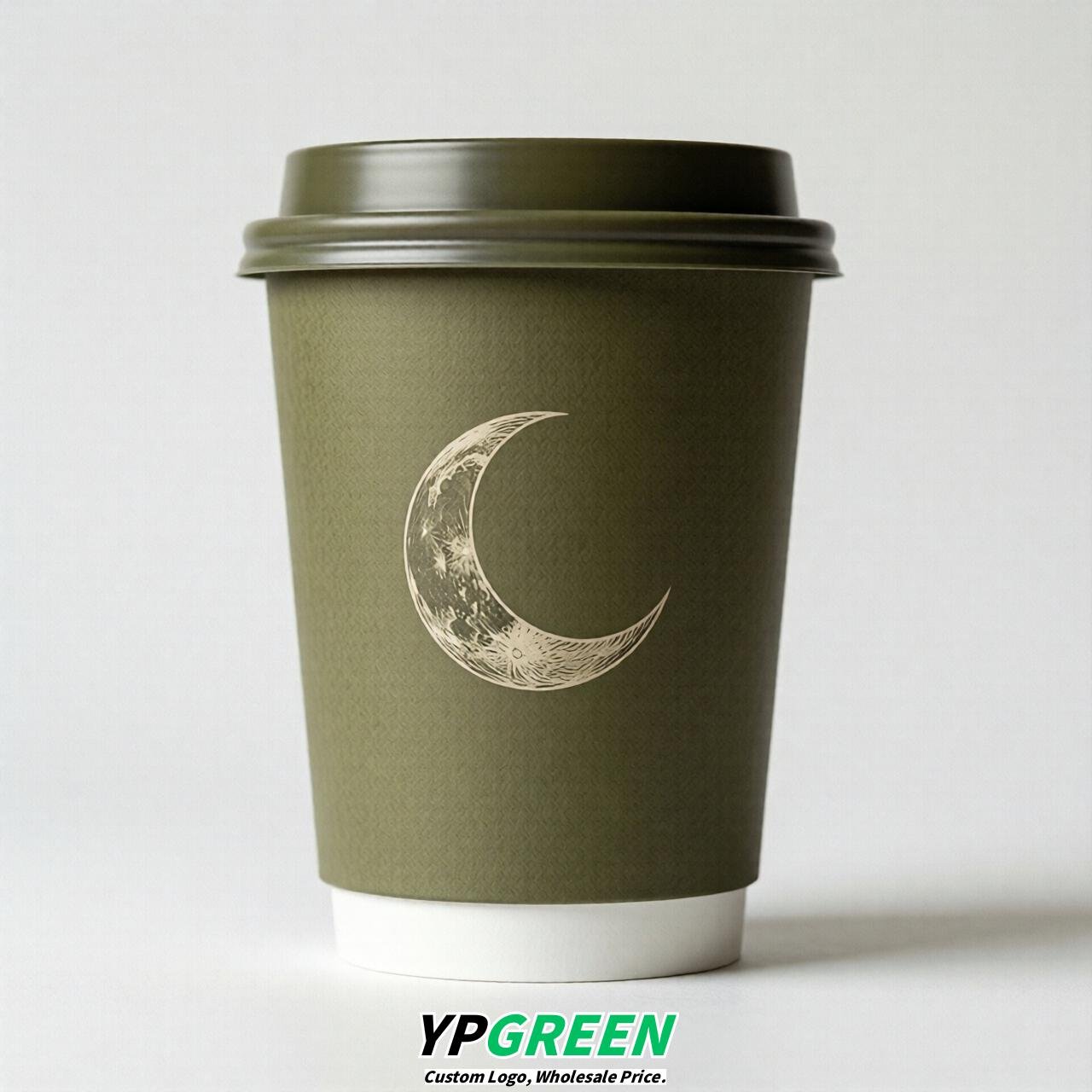 Olive Moon Paper Cups with Lids 8-24oz
