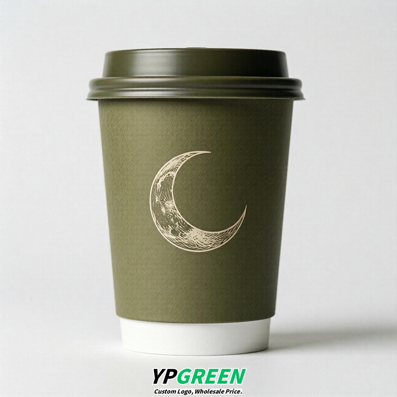 Olive Moon Paper Cups with Lids 8-24oz