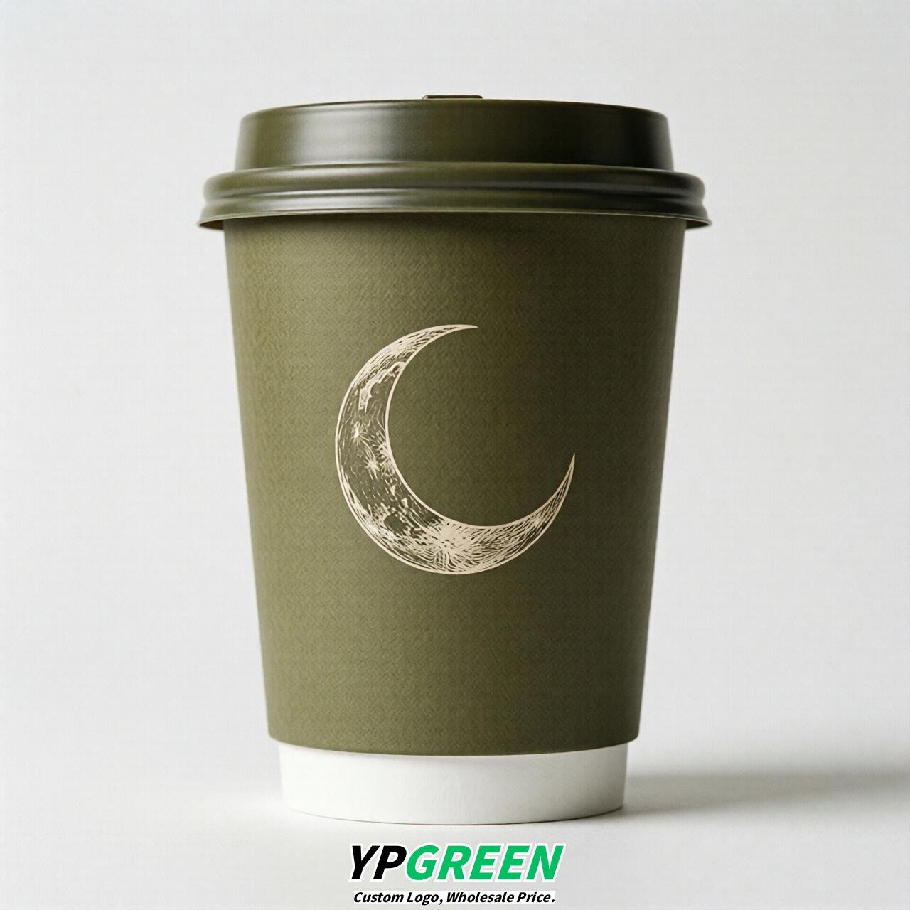 Olive Moon Paper Cups with Lids 8-24oz