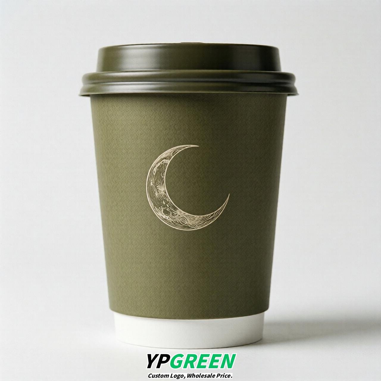 Olive Moon Paper Cups with Lids 8-24oz
