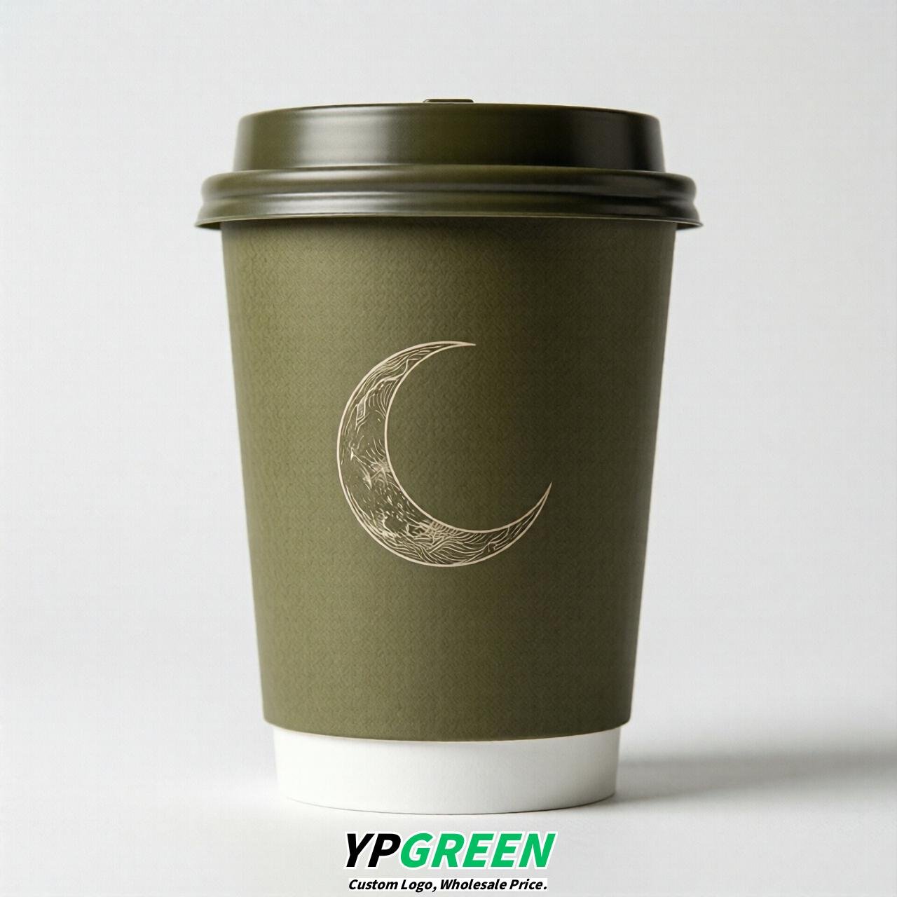 Olive Moon Paper Cups with Lids 8-24oz