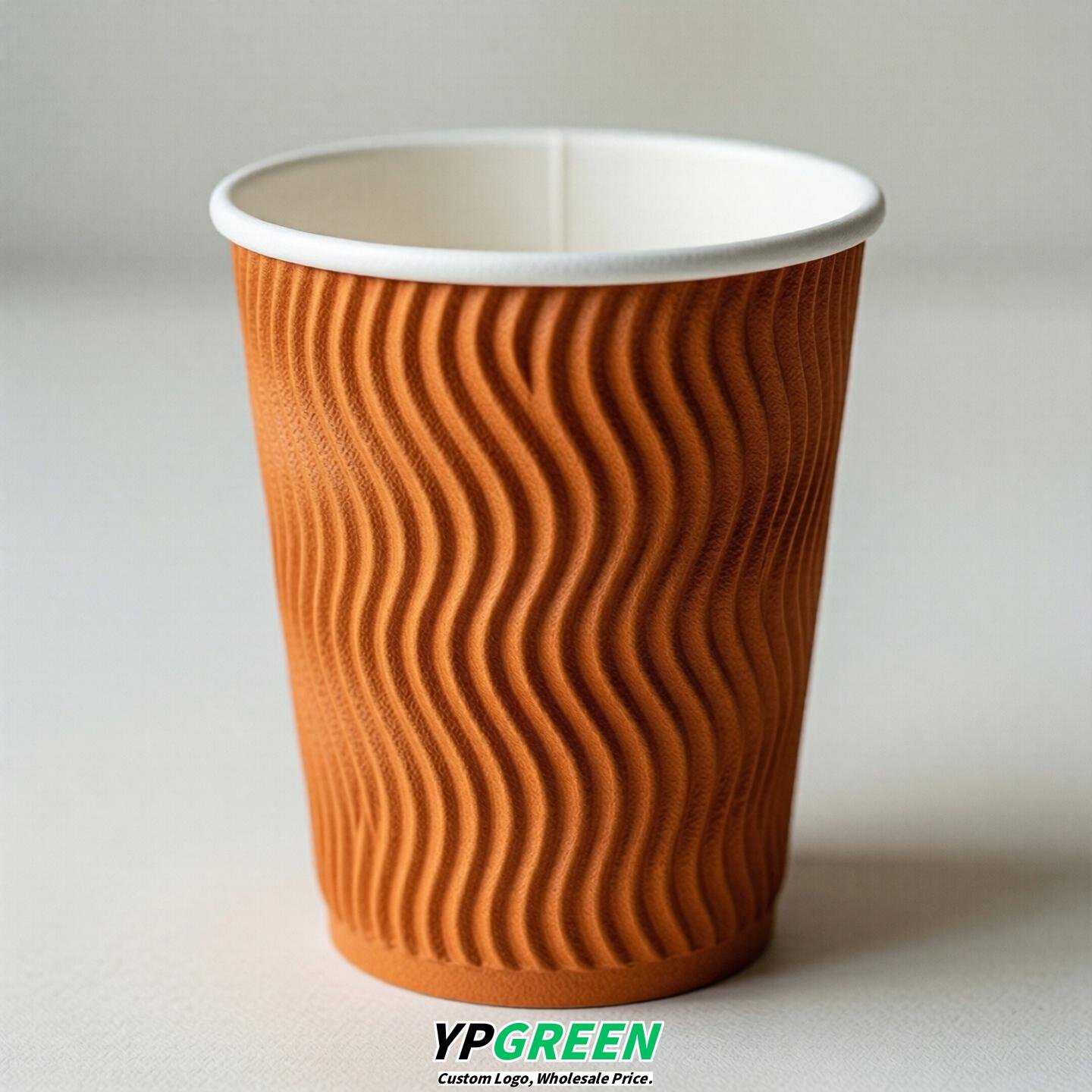 Orange Embossed Paper Cups 10oz/12oz/16oz/20oz/22oz