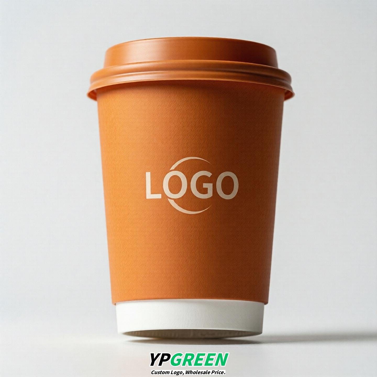 Orange Custom Logo Paper Cups: 8-24oz & Double Wall Orange Custom Logo Paper Cups: 8-24oz & Double Wall