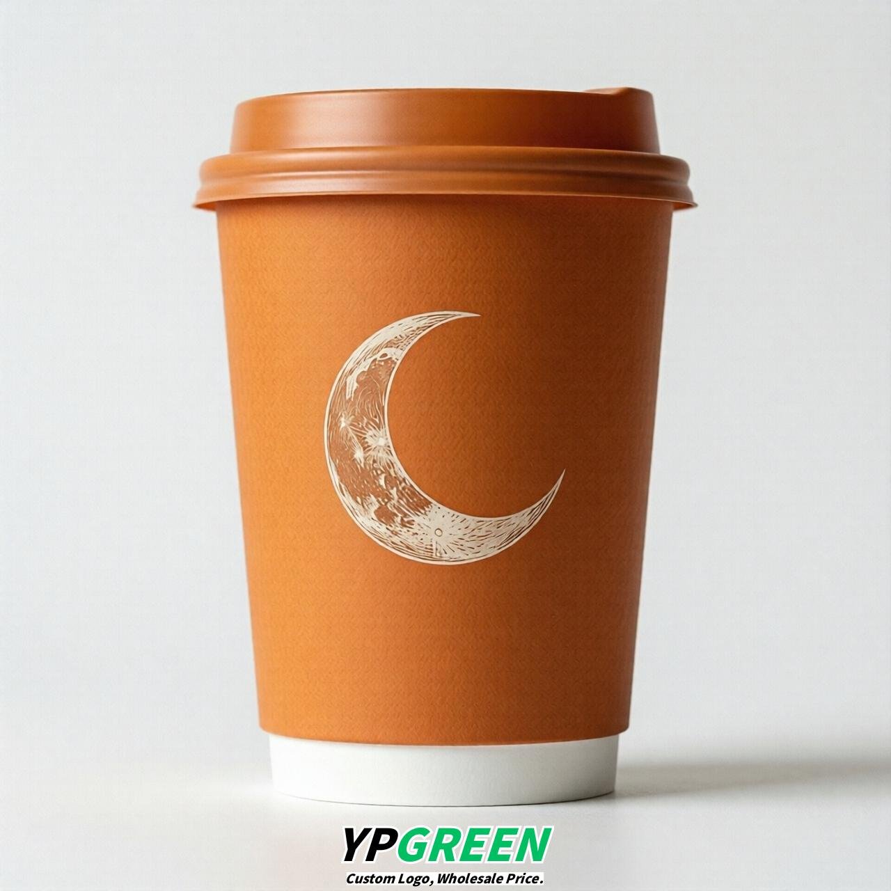 Orange Moon Paper Cups with Lids 8-24oz