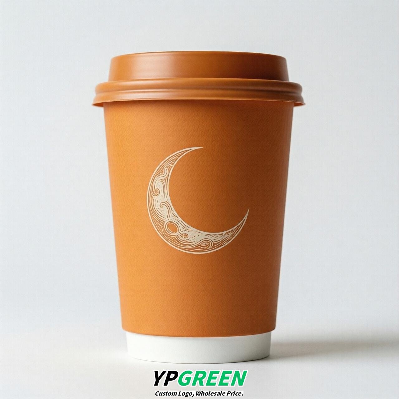 Orange Moon Paper Cups with Lids 8-24oz