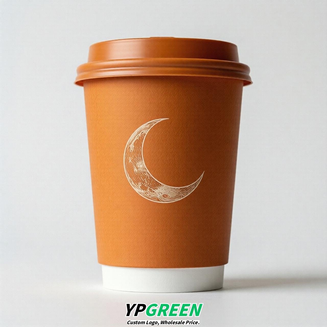 Orange Moon Paper Cups with Lids 8-24oz