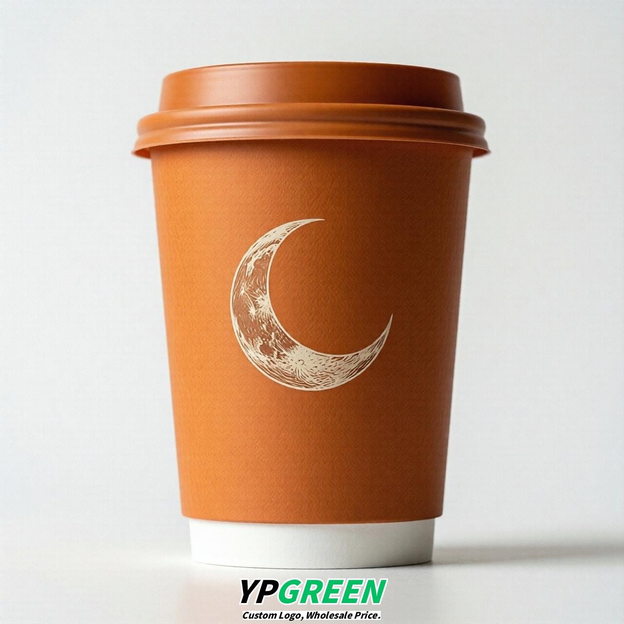 Orange Moon Paper Cups with Lids 8-24oz