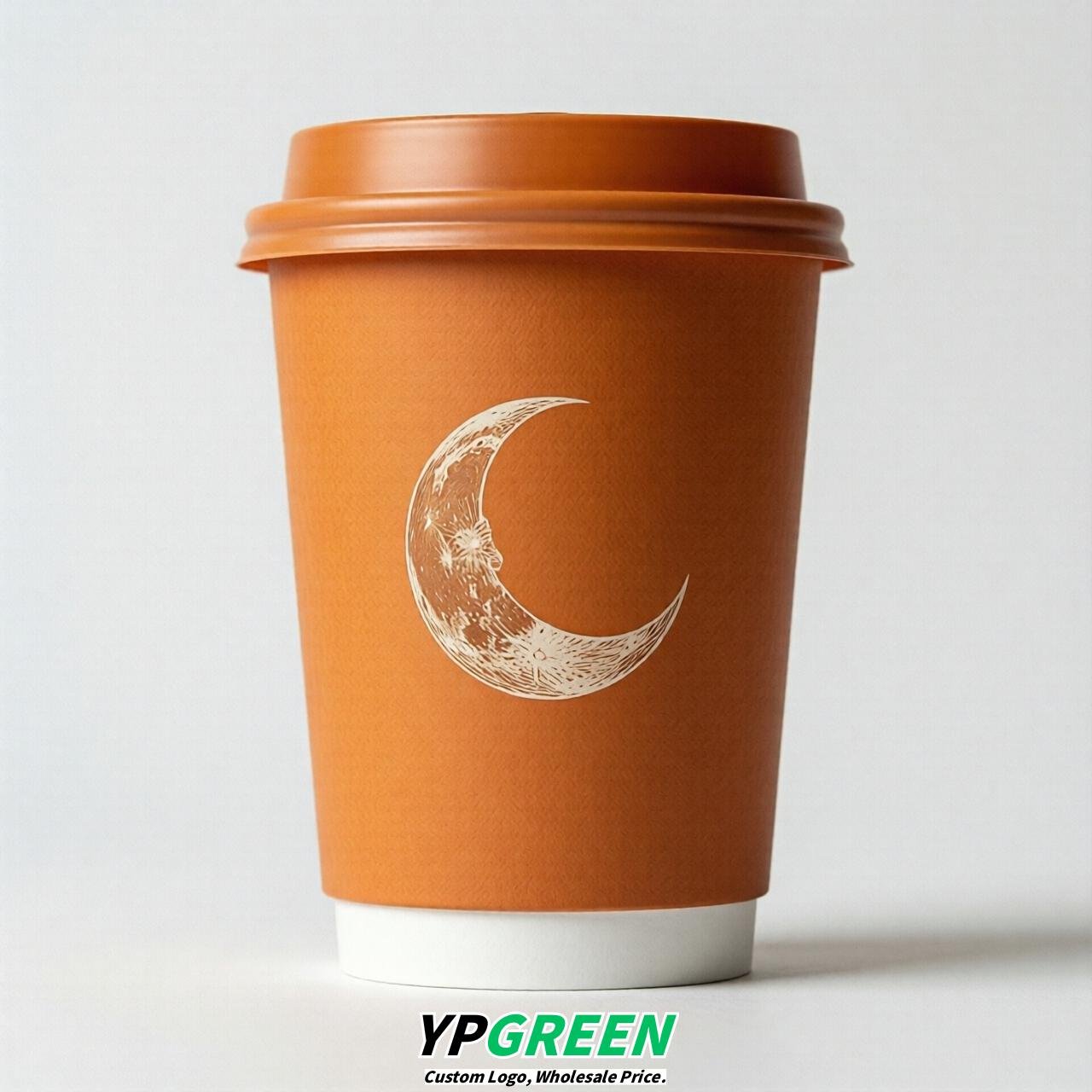 Orange Moon Paper Cups with Lids 8-24oz