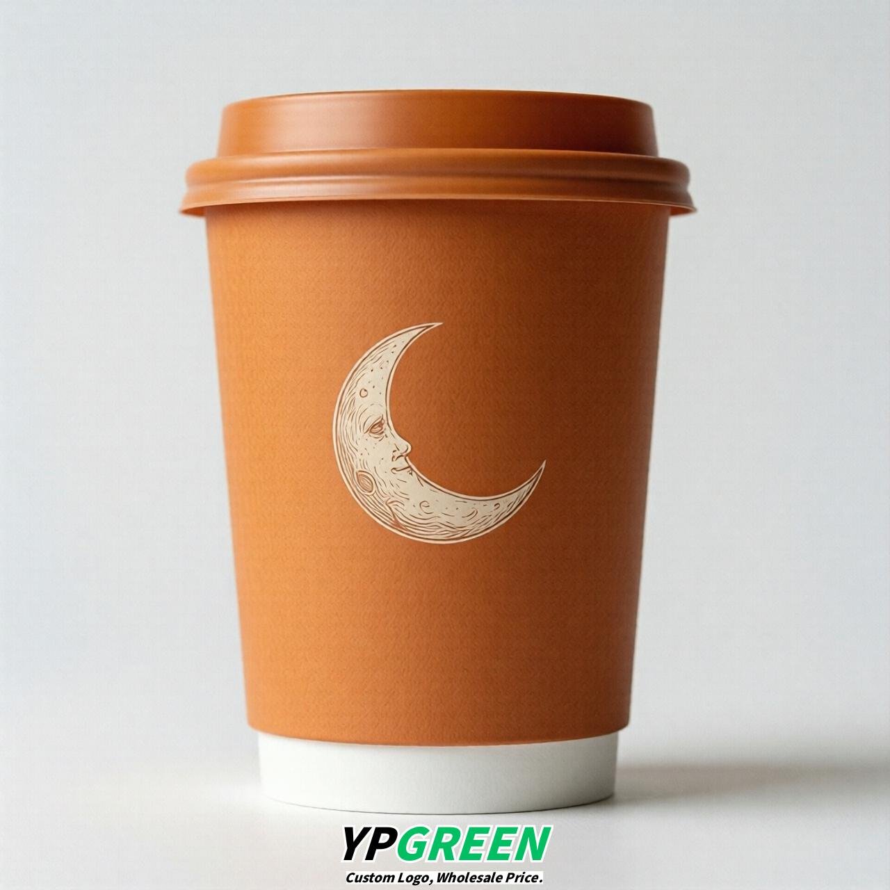 Orange Moon Paper Cups with Lids 8-24oz