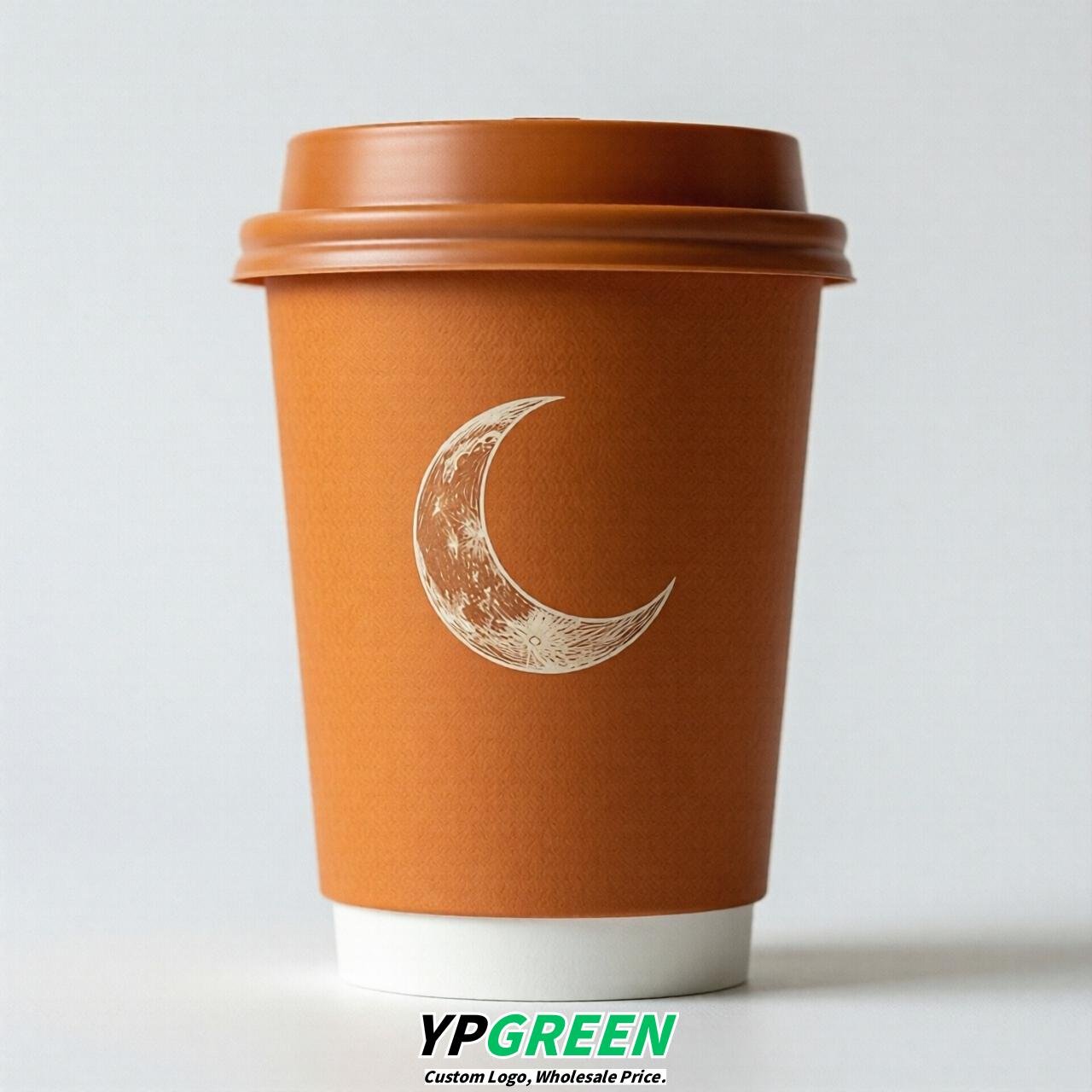 Orange Moon Paper Cups with Lids 8-24oz