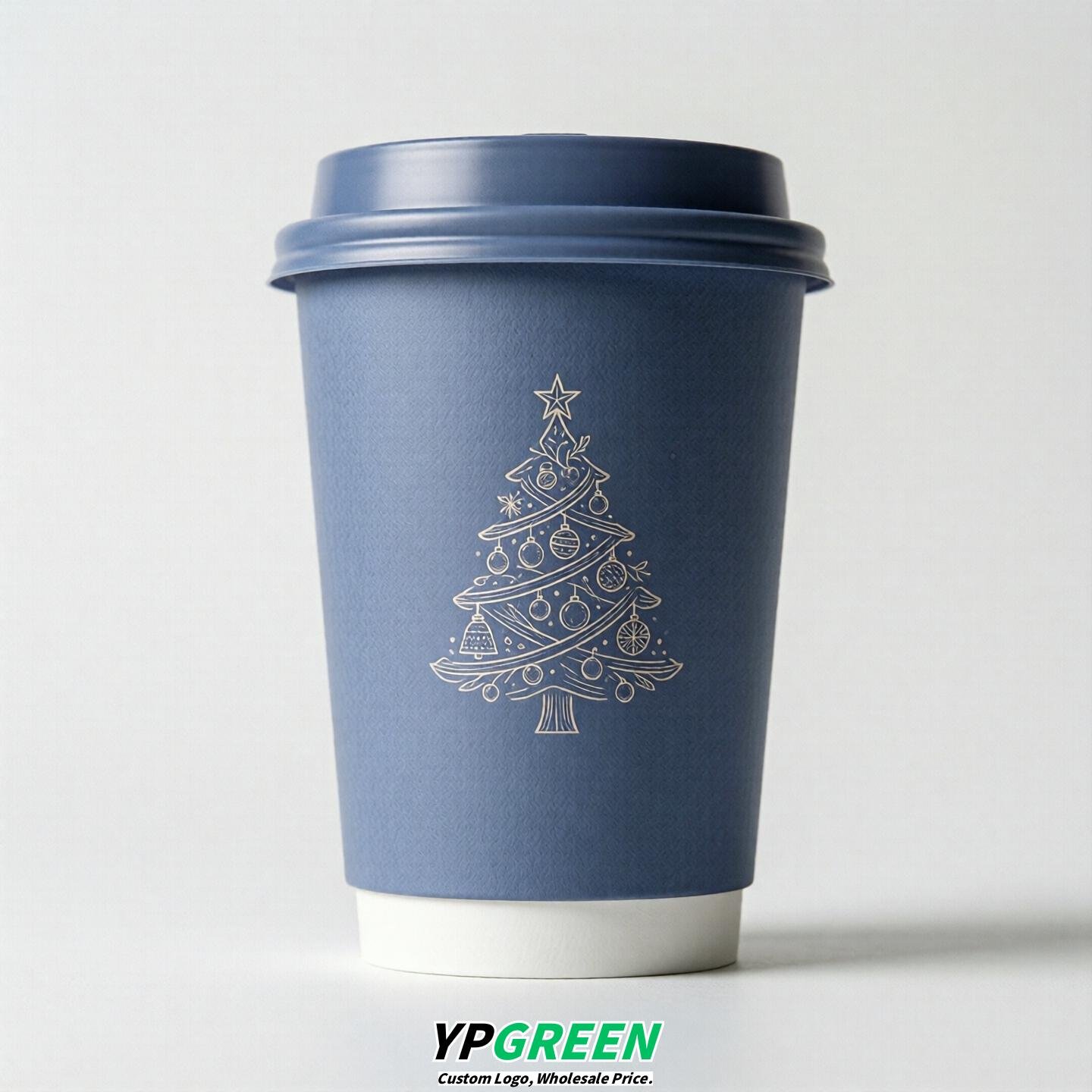 Periwinkle Paper Cups with Christmas Design 8-24oz