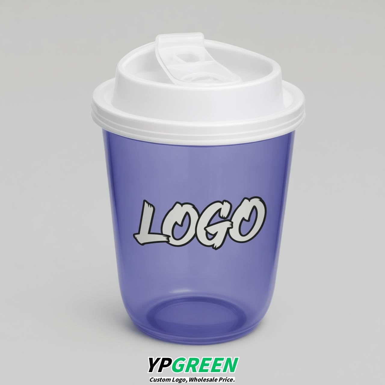 Periwinkle U Shape Cups with Lid - Custom Logo PP & PET Plastic Disposable