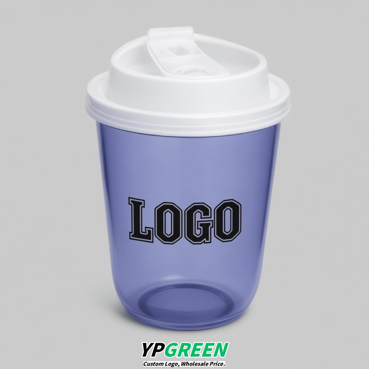 Periwinkle U Shape Cups with Lid - Custom Logo PP & PET Plastic Disposable