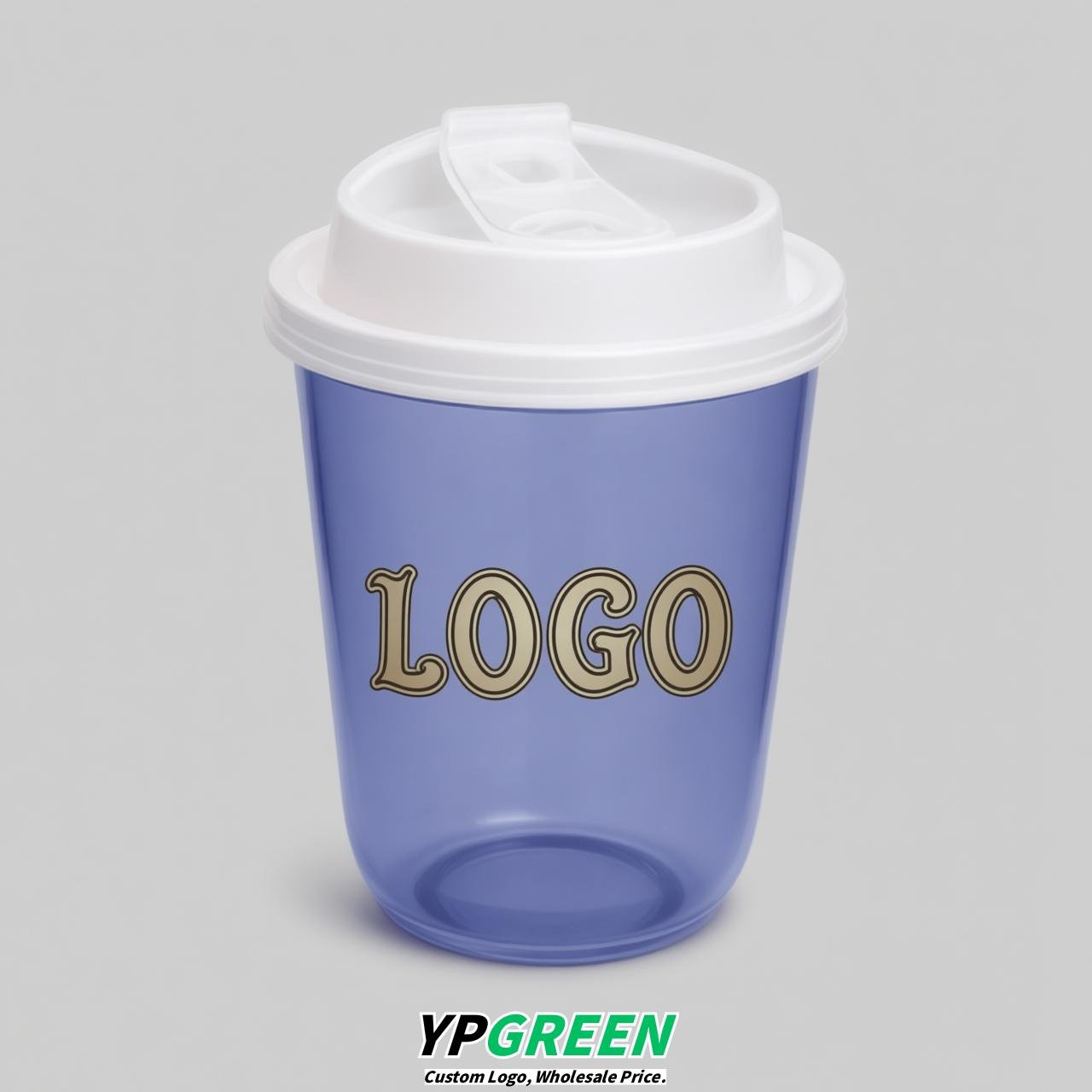 Periwinkle U Shape Cups with Lid - Custom Logo PP & PET Plastic Disposable
