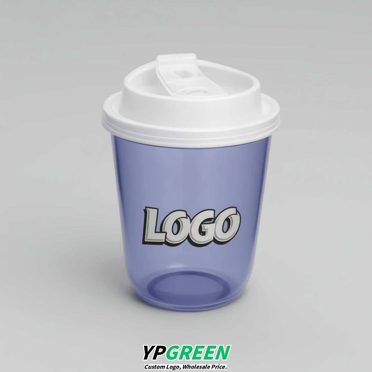 Periwinkle U Shape Cups with Lid - Custom Logo PP & PET Plastic Disposable