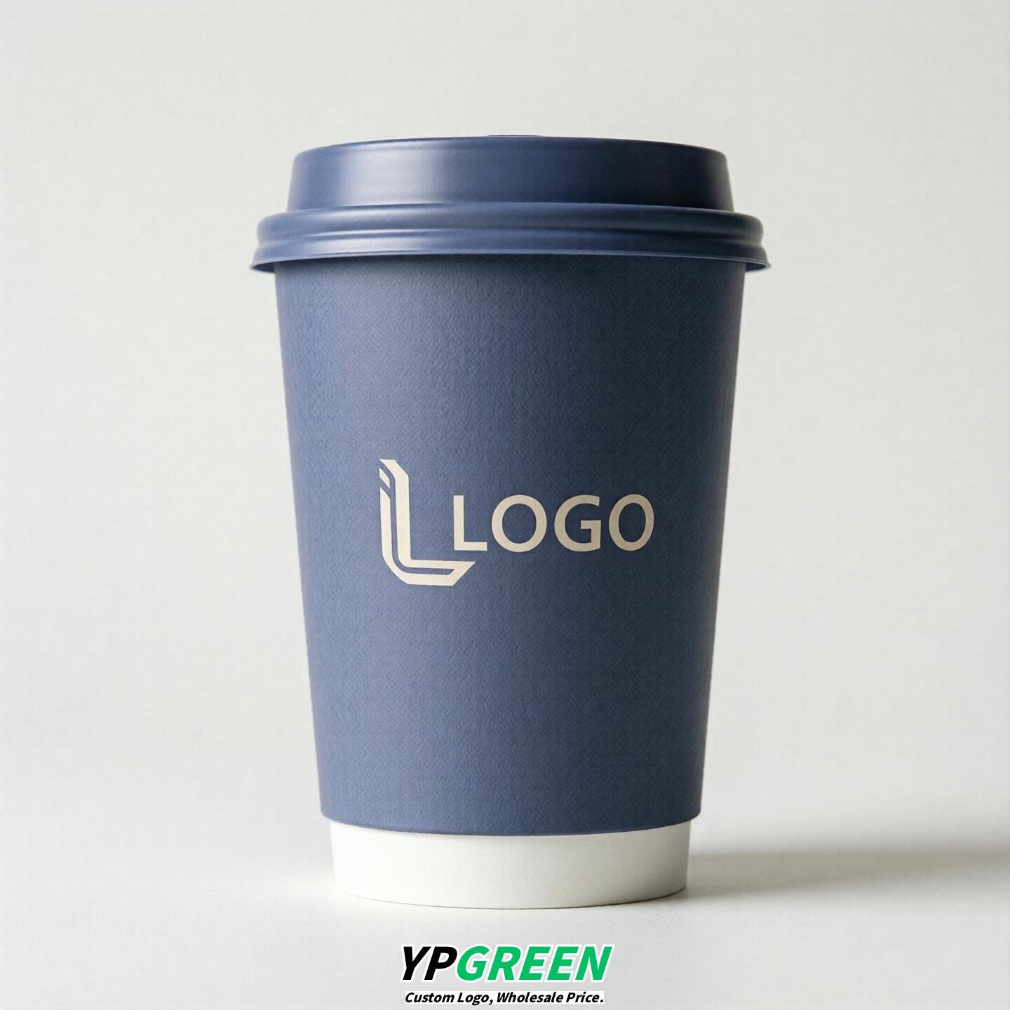 Periwinkle Custom Logo Paper Cups: 8-24oz & Double Wall