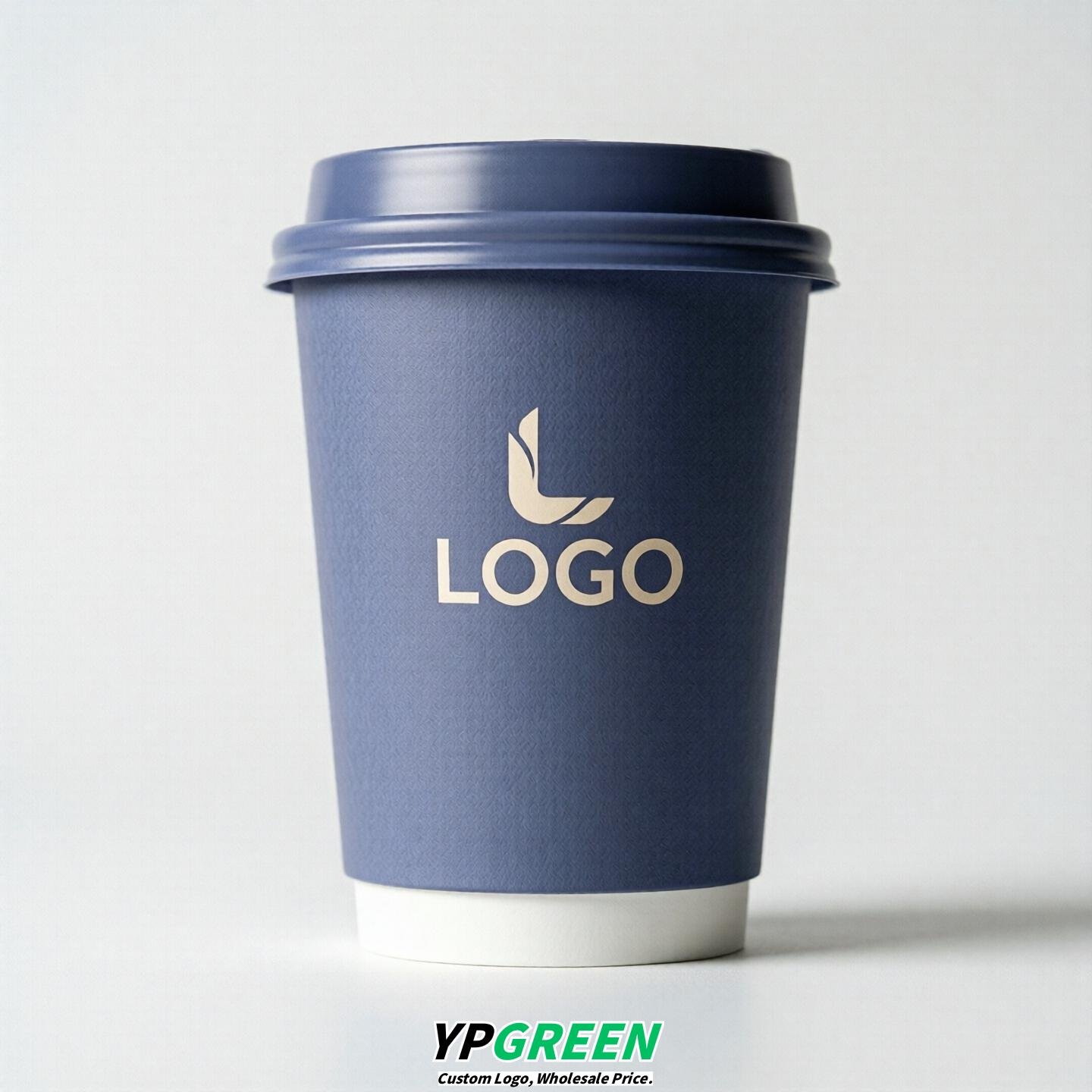 Periwinkle Custom Logo Paper Cups: 8-24oz & Double Wall