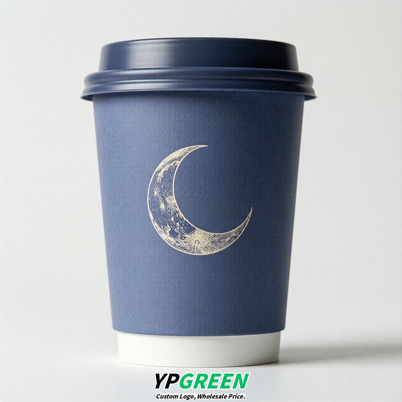 Periwinkle Moon Paper Cups with Lids 8-24oz