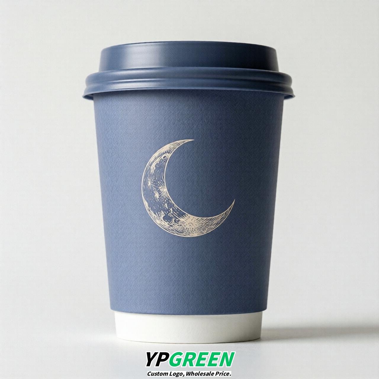 Periwinkle Moon Paper Cups with Lids 8-24oz