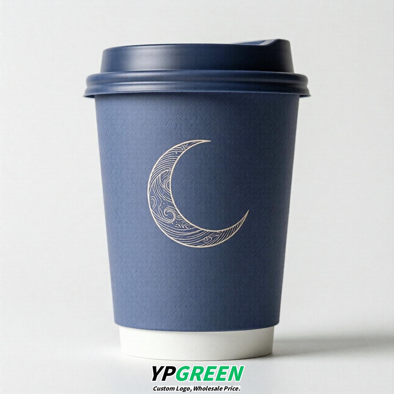 Periwinkle Moon Paper Cups with Lids 8-24oz