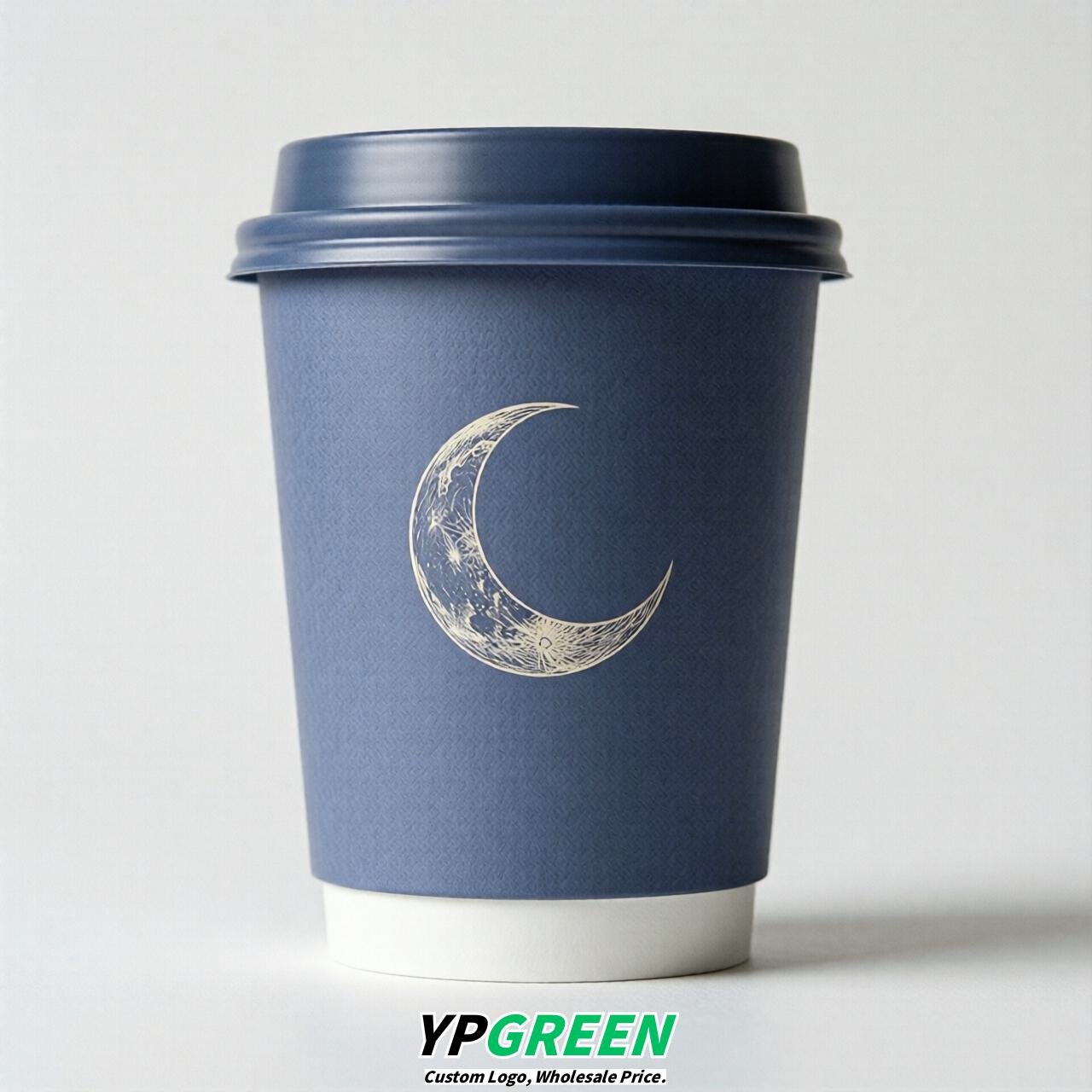 Periwinkle Moon Paper Cups with Lids 8-24oz