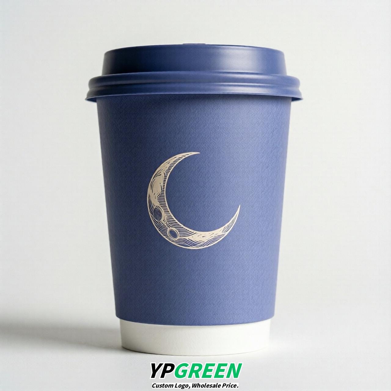 Periwinkle Moon Paper Cups with Lids 8-24oz