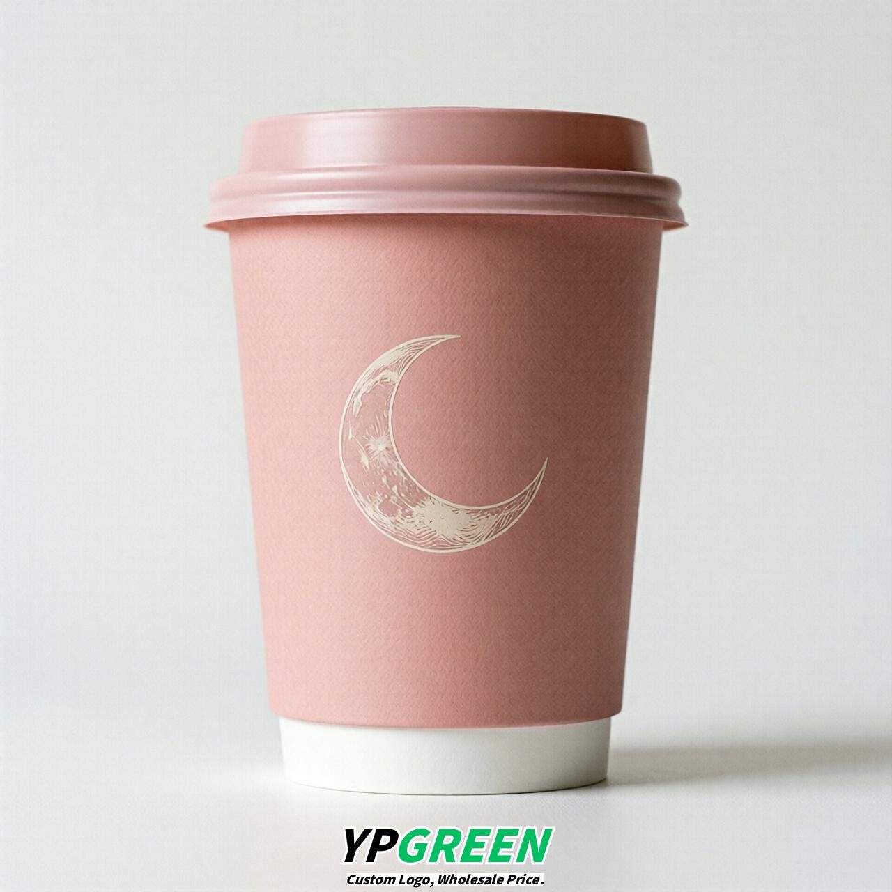 Pink Moon Paper Cups with Lids 8-24oz