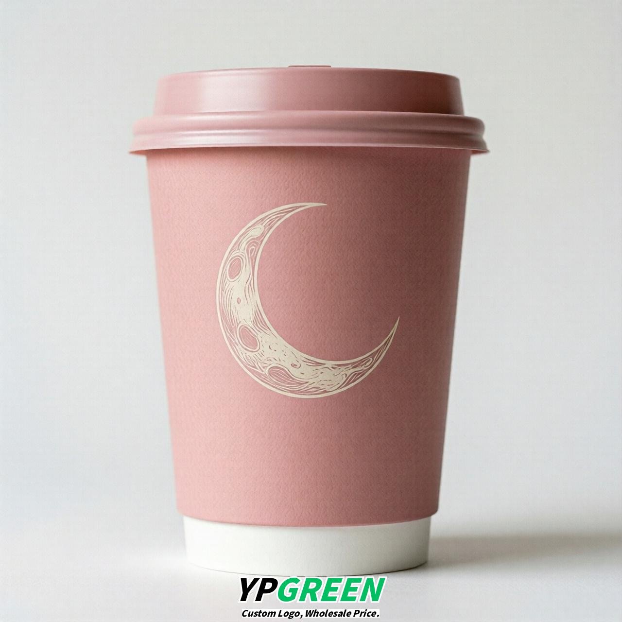 Pink Moon Paper Cups with Lids 8-24oz