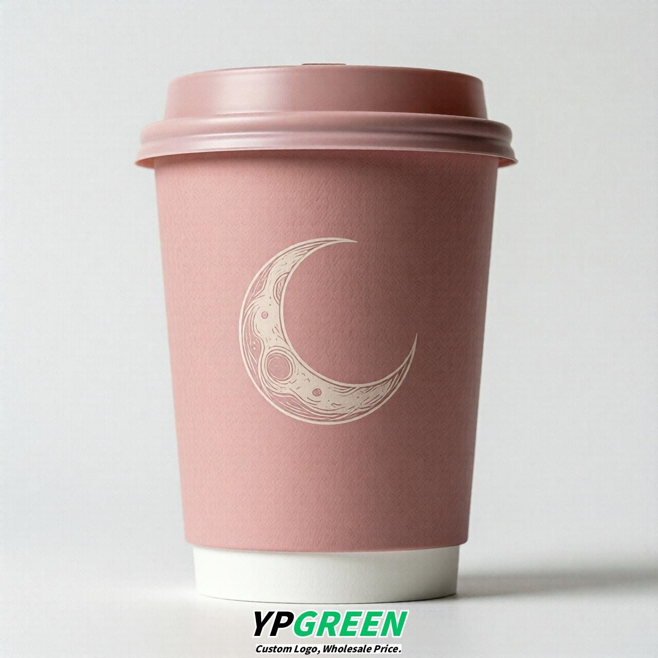 Pink Moon Paper Cups with Lids 8-24oz