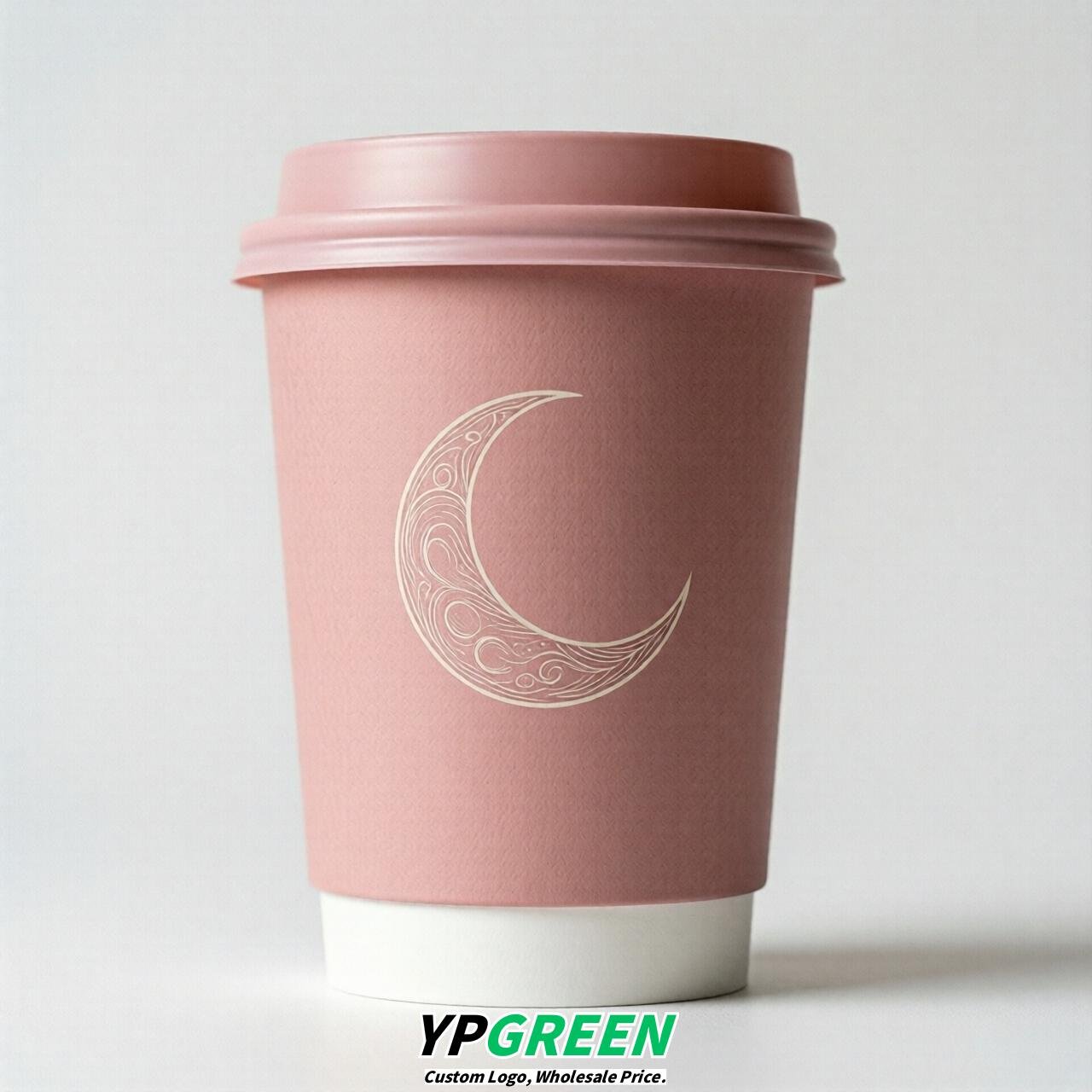 Pink Moon Paper Cups with Lids 8-24oz