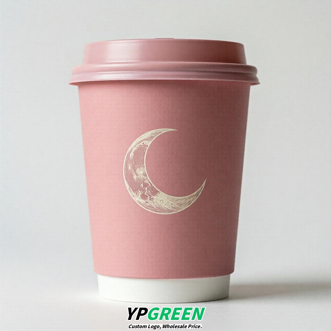 Pink Moon Paper Cups with Lids 8-24oz