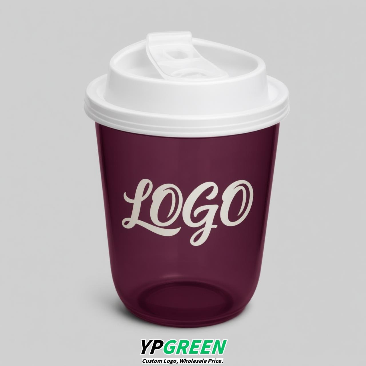 Plum U Shape Cups with Lid - Custom Logo PP & PET Plastic Disposable