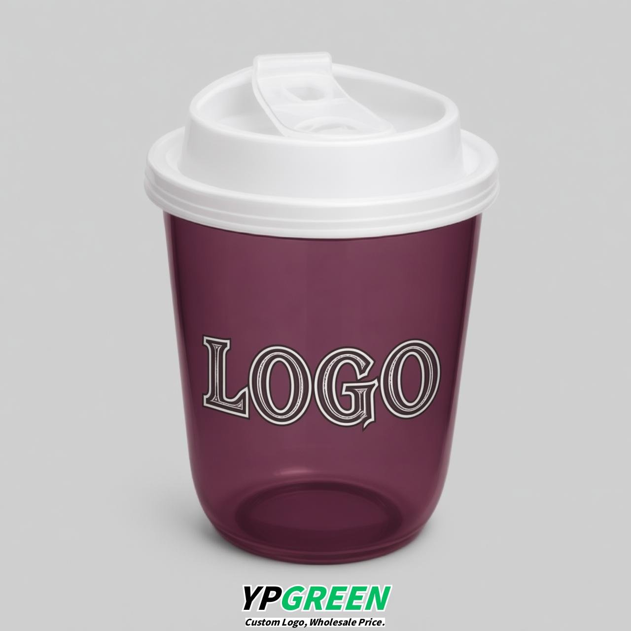 Plum U Shape Cups with Lid - Custom Logo PP & PET Plastic Disposable