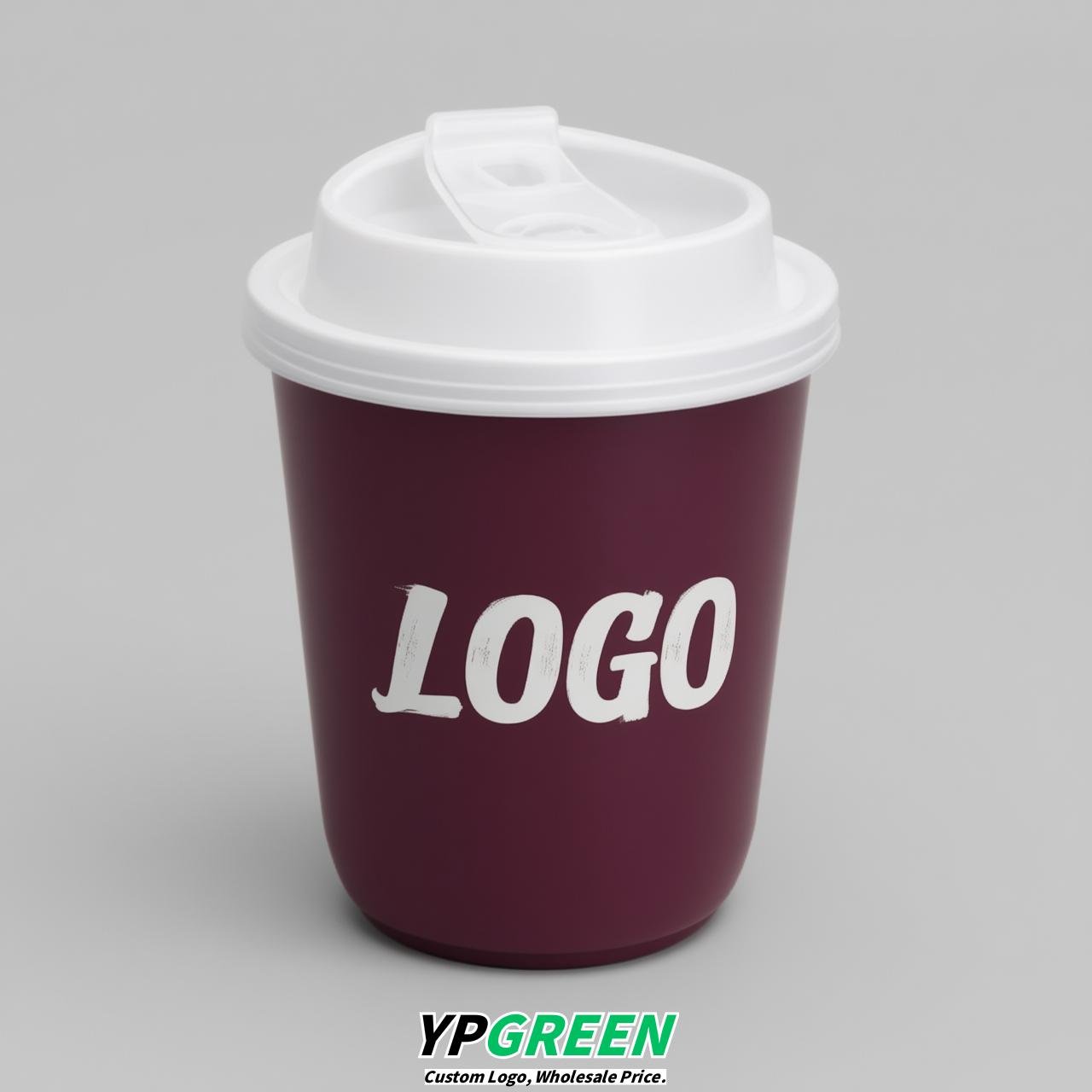 Plum U Shape Cups with Lid - Custom Logo PP & PET Plastic Disposable