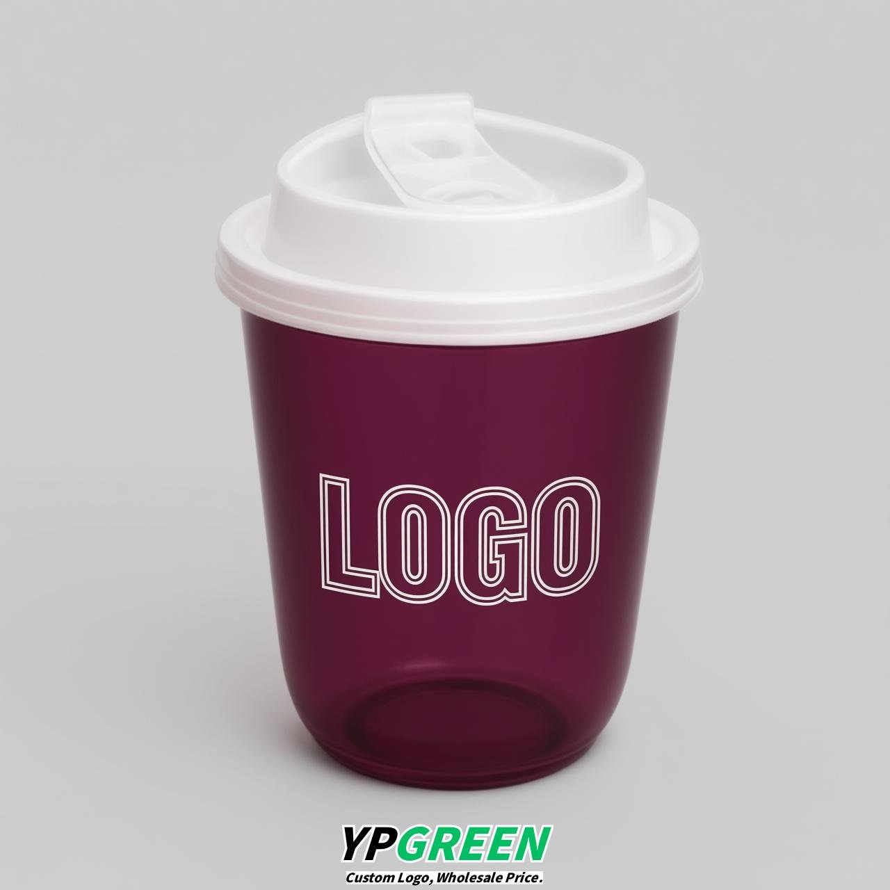 Plum U Shape Cups with Lid - Custom Logo PP & PET Plastic Disposable