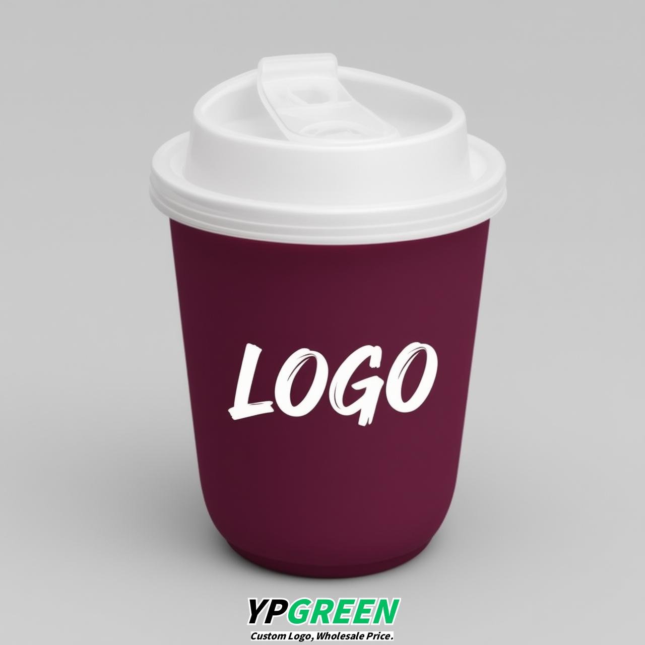 Plum U Shape Cups with Lid - Custom Logo PP & PET Plastic Disposable