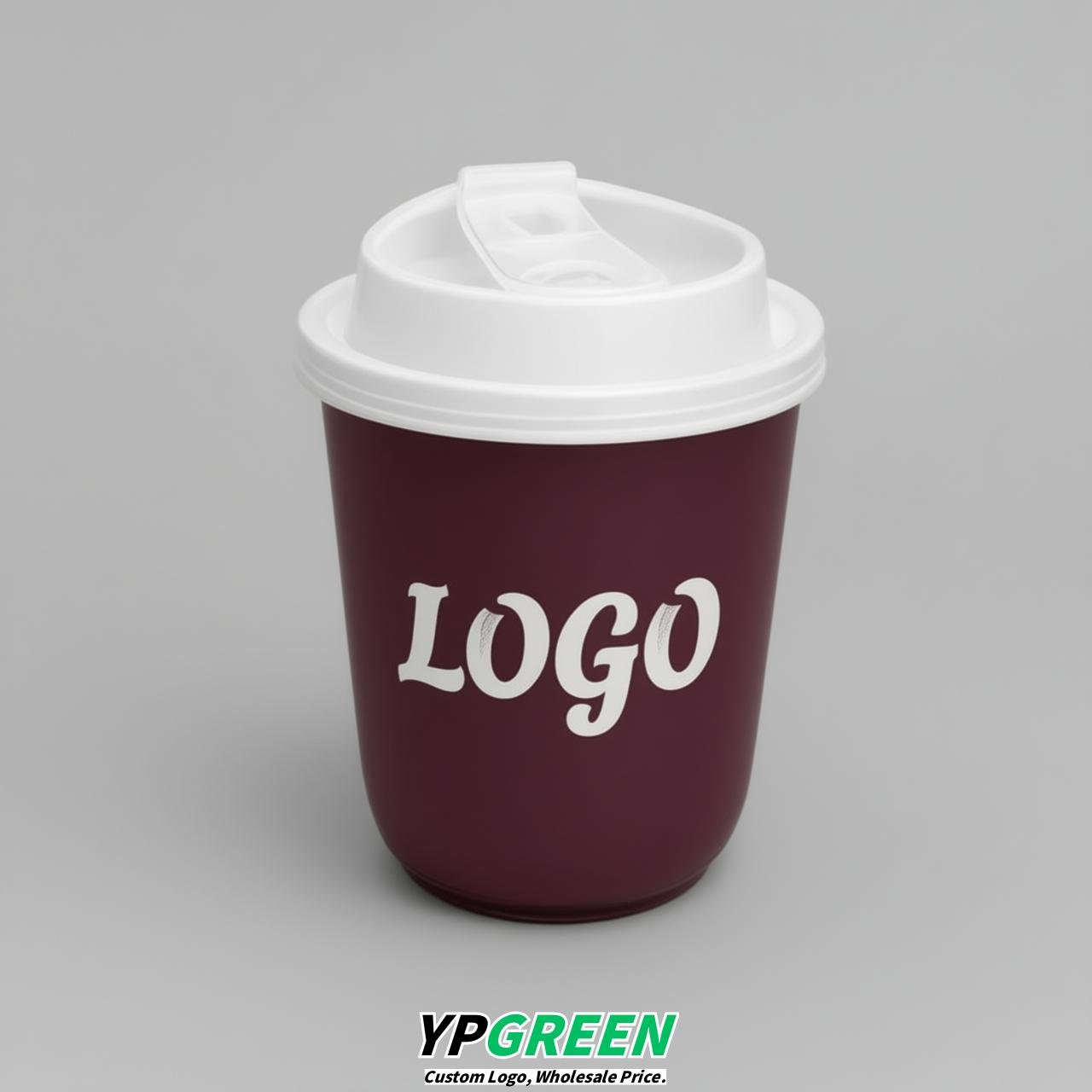 Plum U Shape Cups with Lid - Custom Logo PP & PET Plastic Disposable