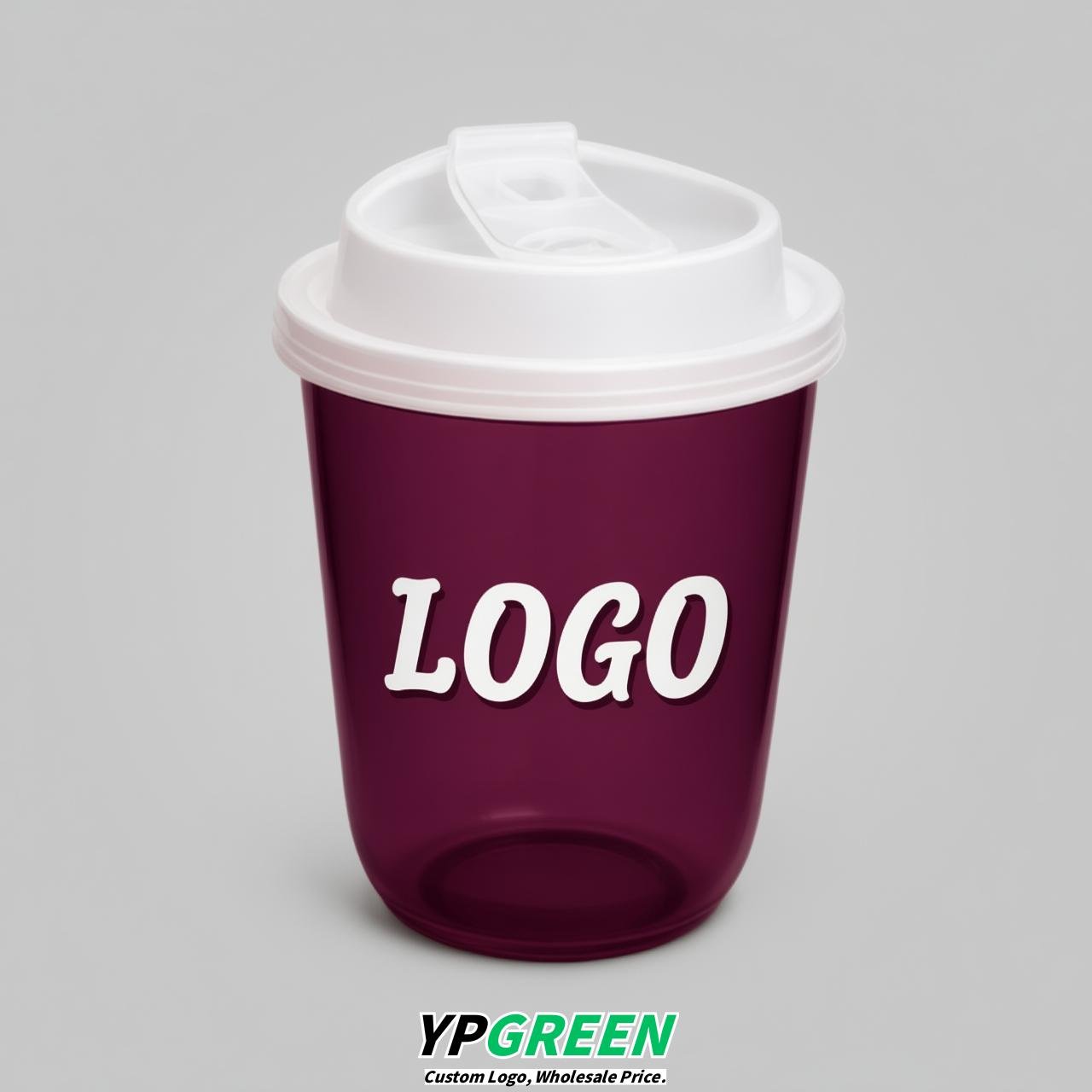 Plum U Shape Cups with Lid - Custom Logo PP & PET Plastic Disposable