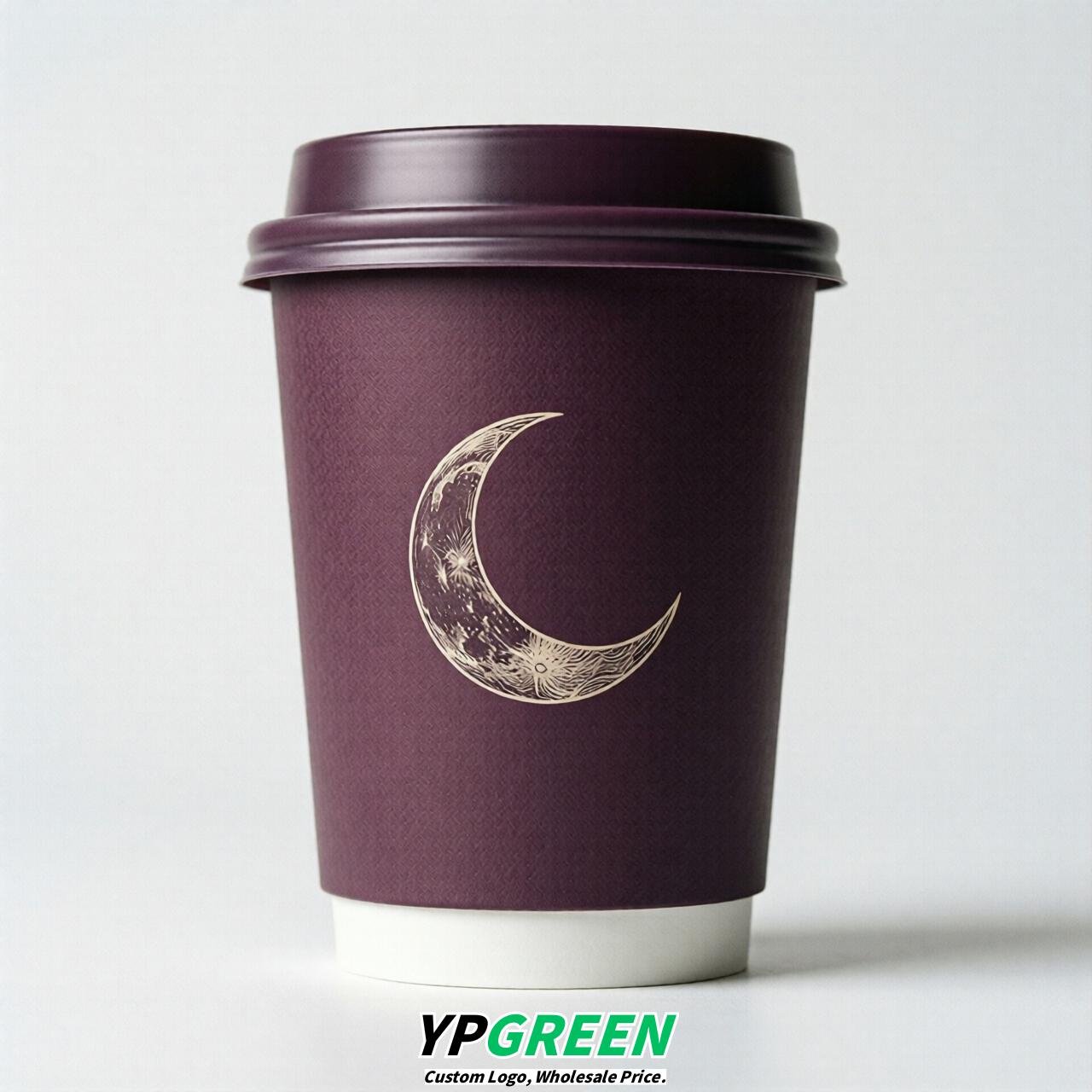 Plum Moon Paper Cups with Lids 8-24oz