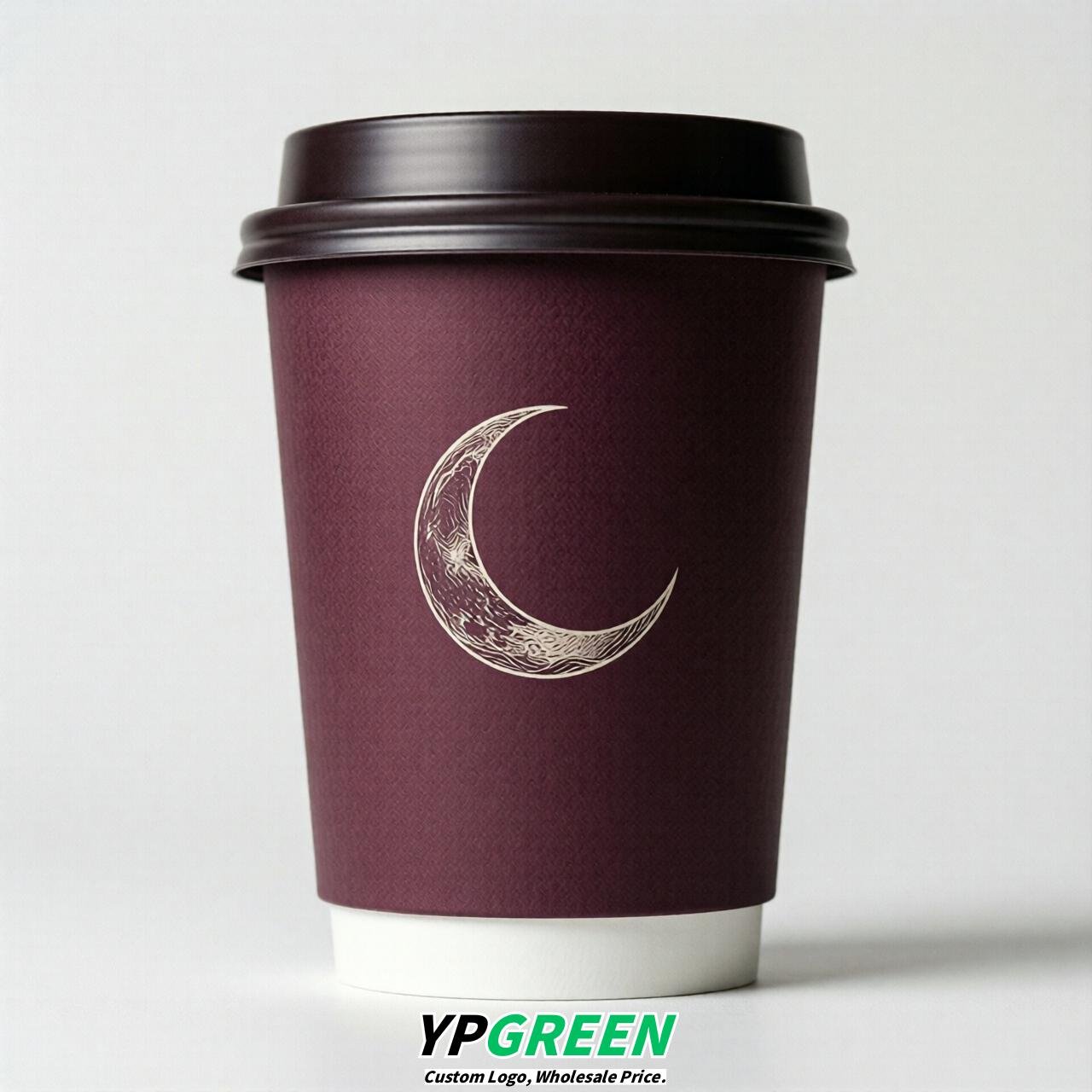 Plum Moon Paper Cups with Lids 8-24oz