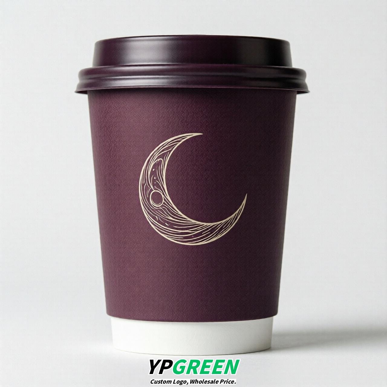 Plum Moon Paper Cups with Lids 8-24oz