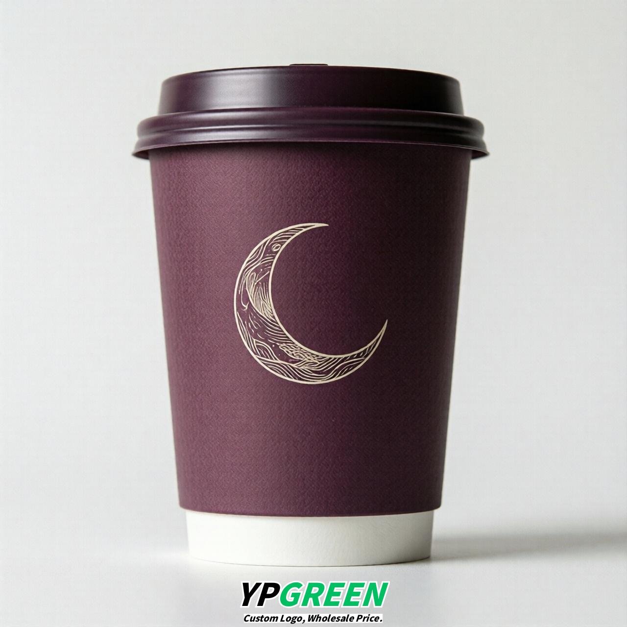 Plum Moon Paper Cups with Lids 8-24oz