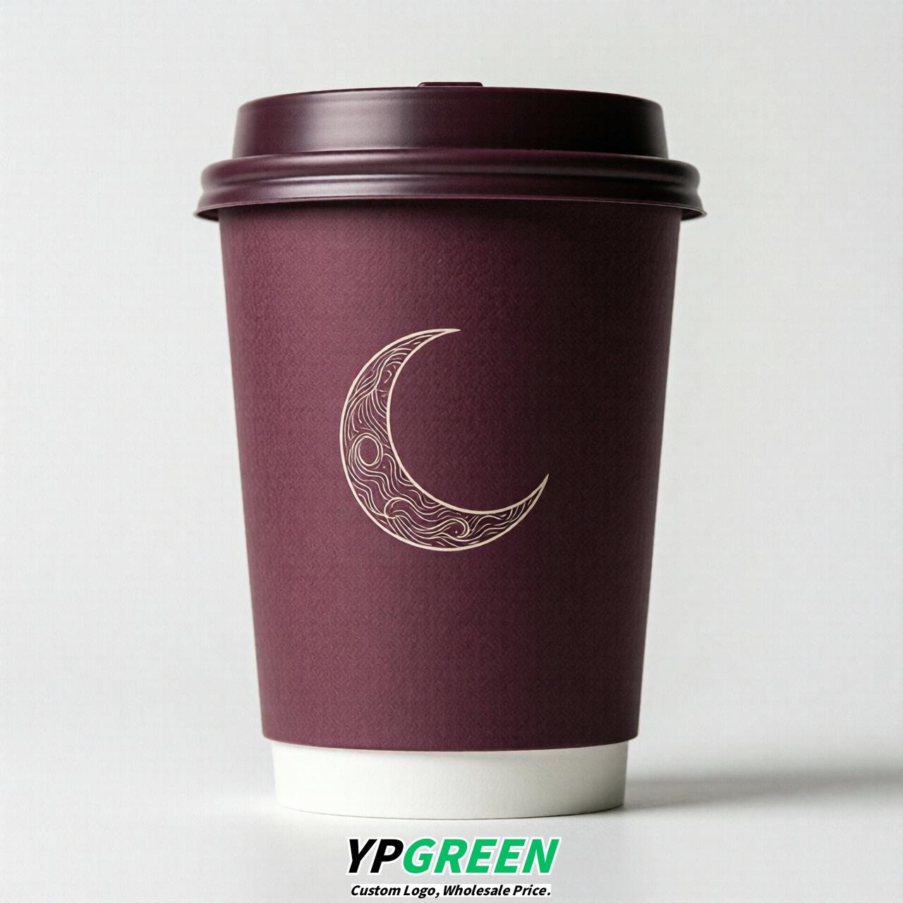 Plum Moon Paper Cups with Lids 8-24oz