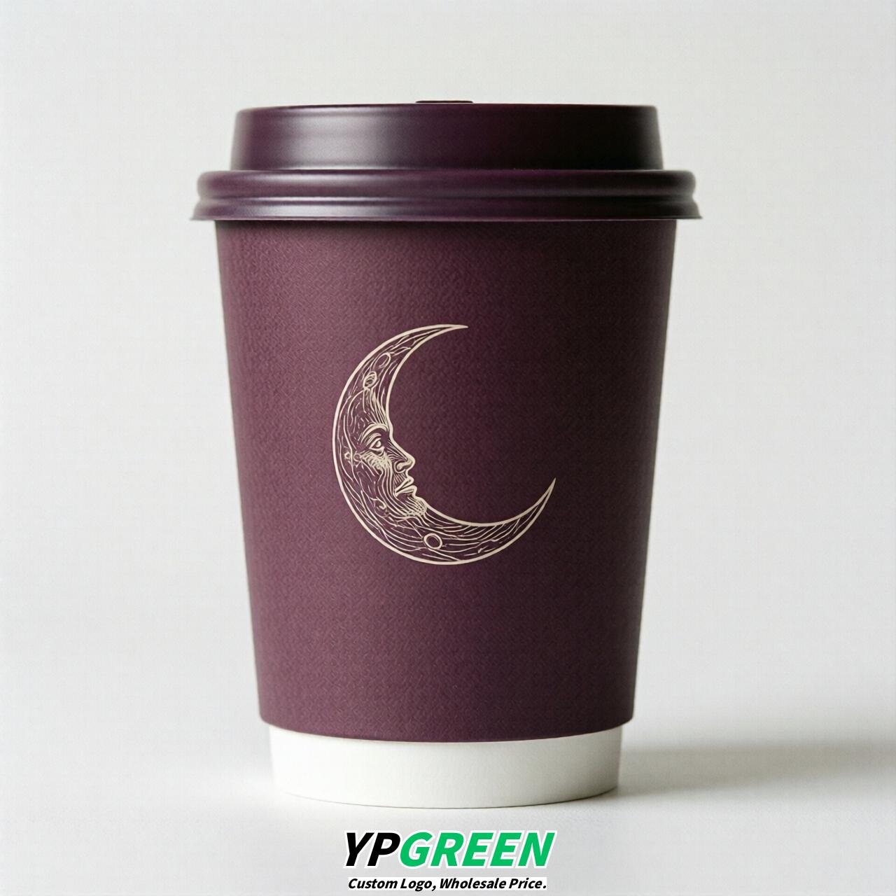 Plum Moon Paper Cups with Lids 8-24oz