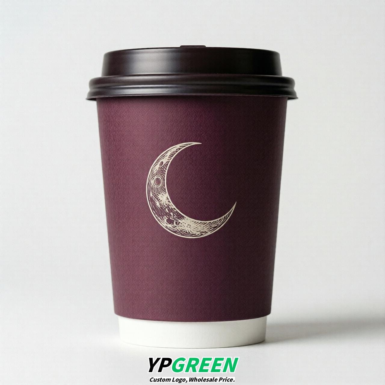 Plum Moon Paper Cups with Lids 8-24oz