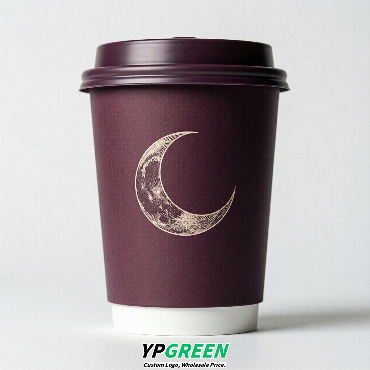 Plum Moon Paper Cups with Lids 8-24oz